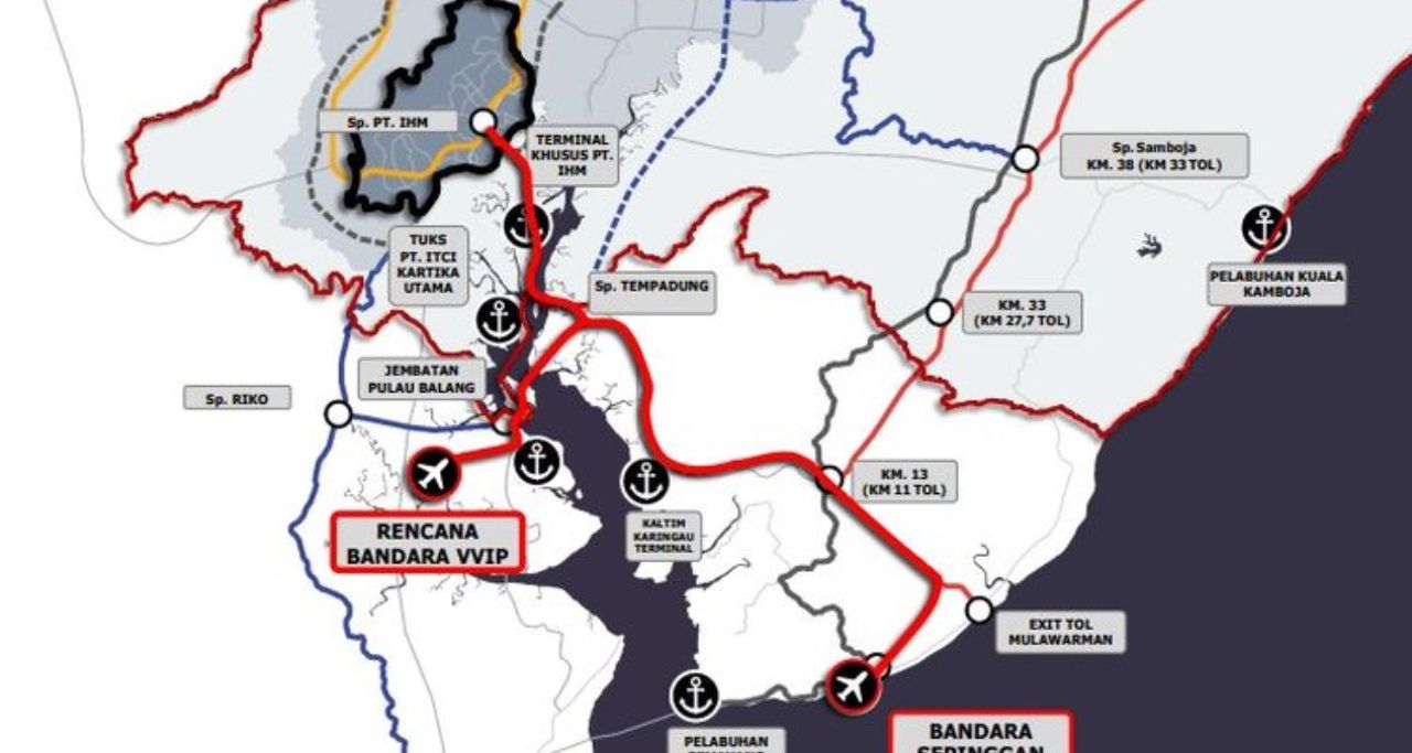Peta jalan tol Balikpapan ke IKN